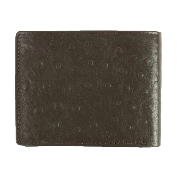 OSTRICH PATTERN WALLET - OLIVE COLOUR WITH 6CC , VIEW POCKET AND COIN POCKET