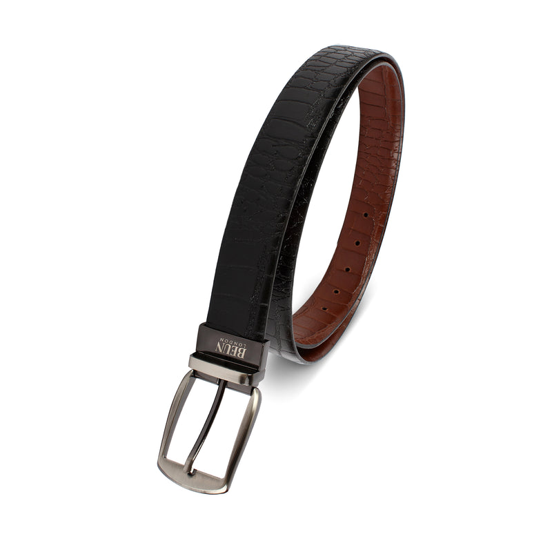 BEUN LONDON Cut To Size Reversible Genuine Leather Belt