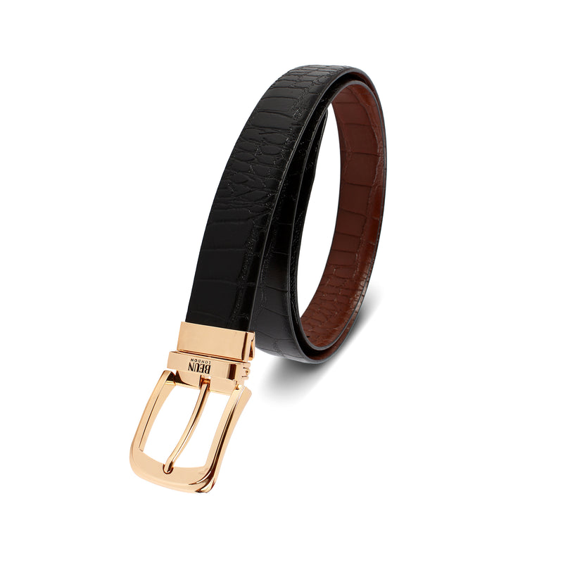 BEUN LONDON Cut To Size Reversible Genuine Leather Belt