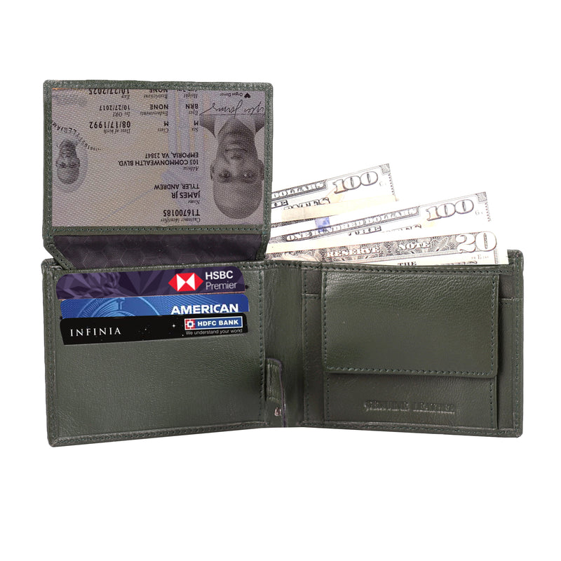 Solid Wallet- Olive Colour with 6cc , View pocket and coin pocket