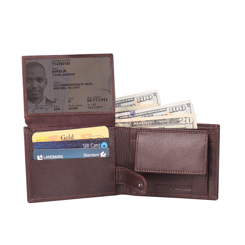 Solid Wallet - Brown Colour with 6cc , View pocket and coin pocket