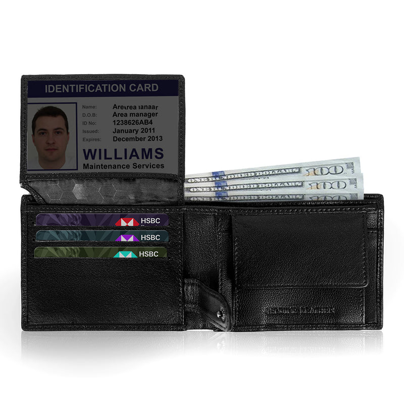 Solid Wallet - black colour with 6cc , View pocket and coin pocket