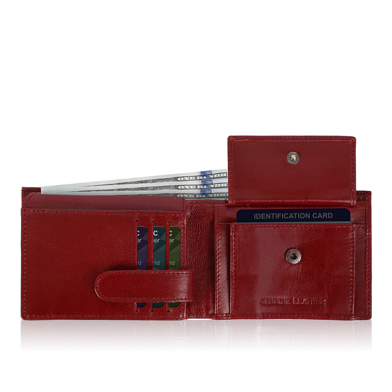 Solid Wallet  - Cherry Colour with 6cc , View Pocket and a Coin Pocket