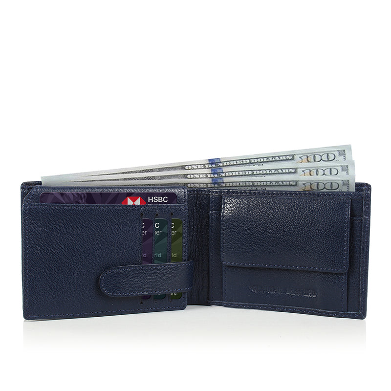 Solid Wallet - Blue Colour with 6cc , View pocket and coin pocket