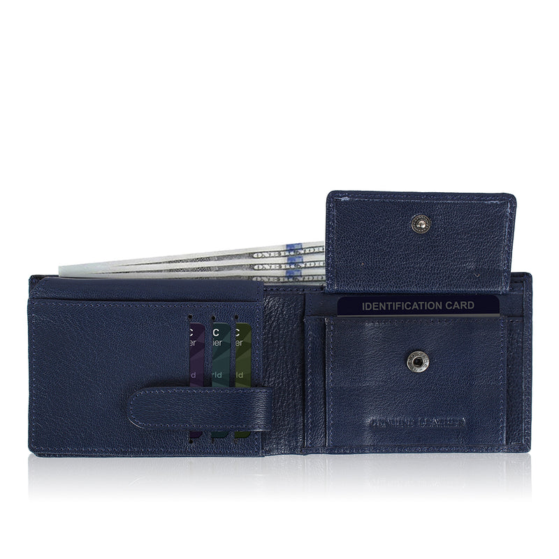 Solid Wallet - Blue Colour with 6cc , View pocket and coin pocket