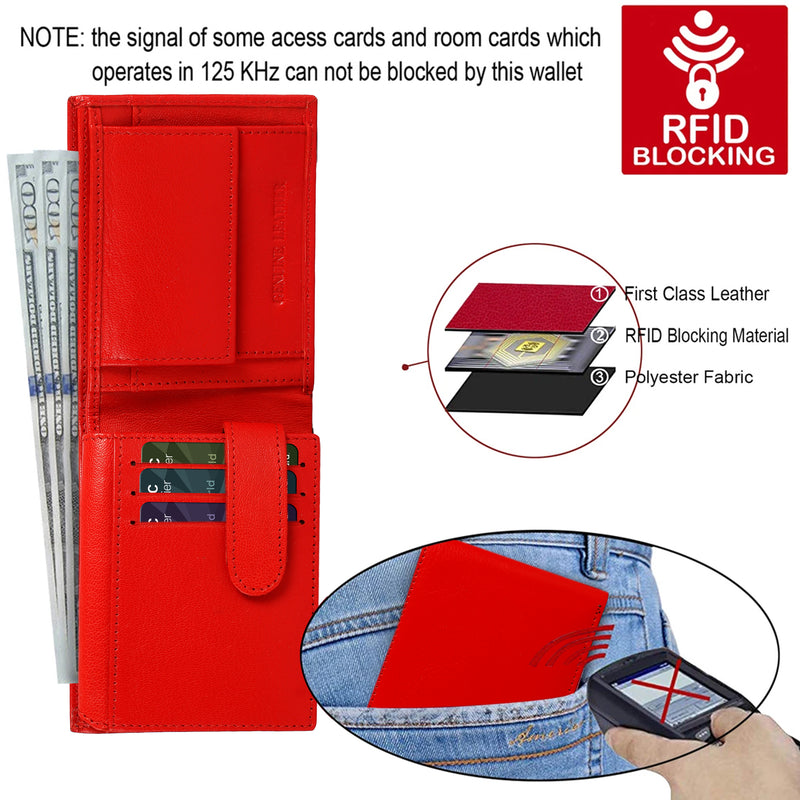 Solid Wallet - Red Colour with 6cc , View pocket and coin pocket