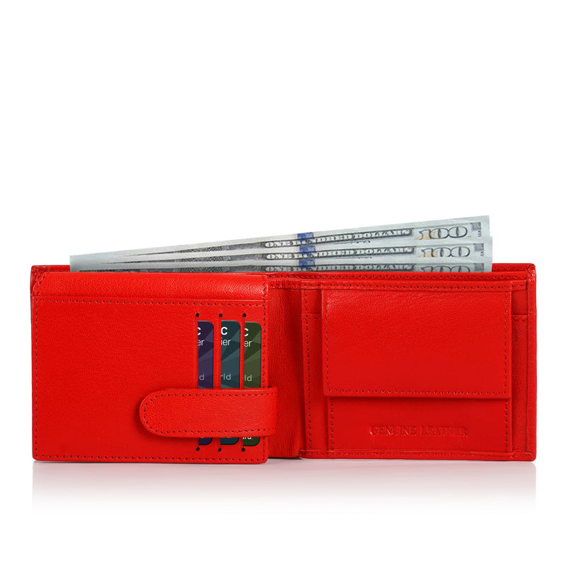 Solid Wallet - Red Colour with 6cc , View pocket and coin pocket