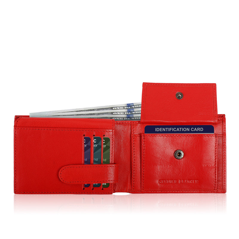 Solid Wallet - Red Colour with 6cc , View pocket and coin pocket